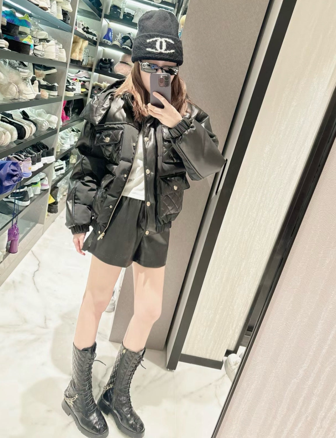 CHANEL 可拆卸鏈條 長款馬丁靴