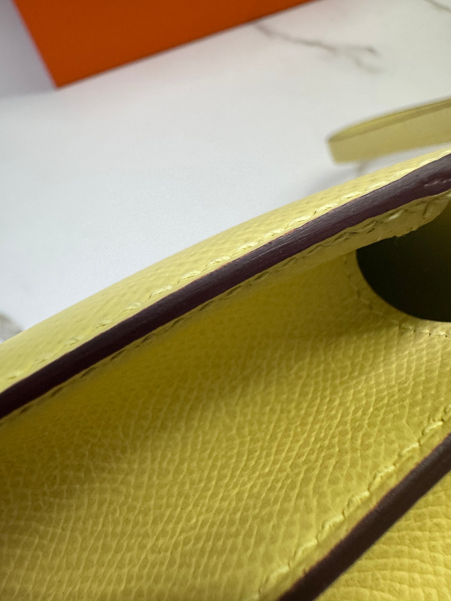 HERMES Mini Constance 米爾頓黃 銀扣 Epsom i8 Jaune Milton PHW