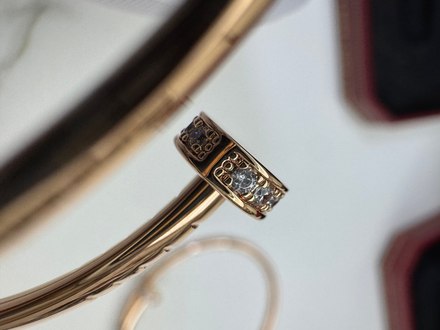 CARTIER Juste un Clou 窄版釘子手鐲 玫瑰金帶鑽