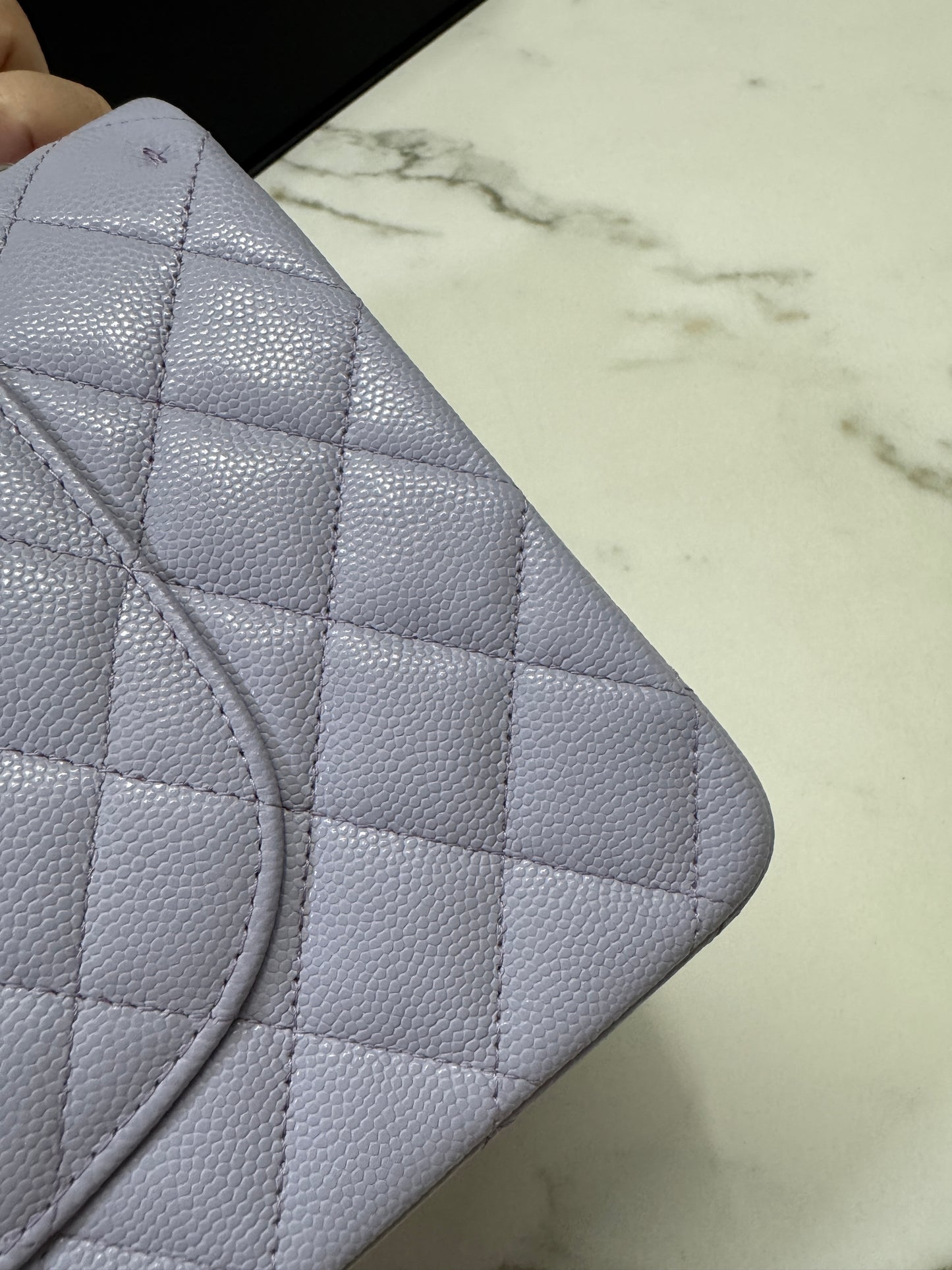 CHANEL CF25 Medium 21K香芋紫銀扣 牛皮 caviar