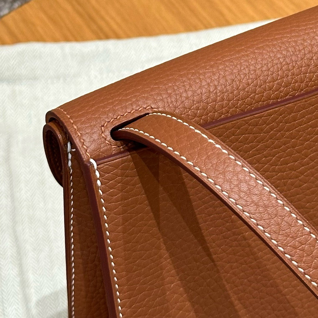 HERMES Halzan 25 金棕色 金扣 Gold TC