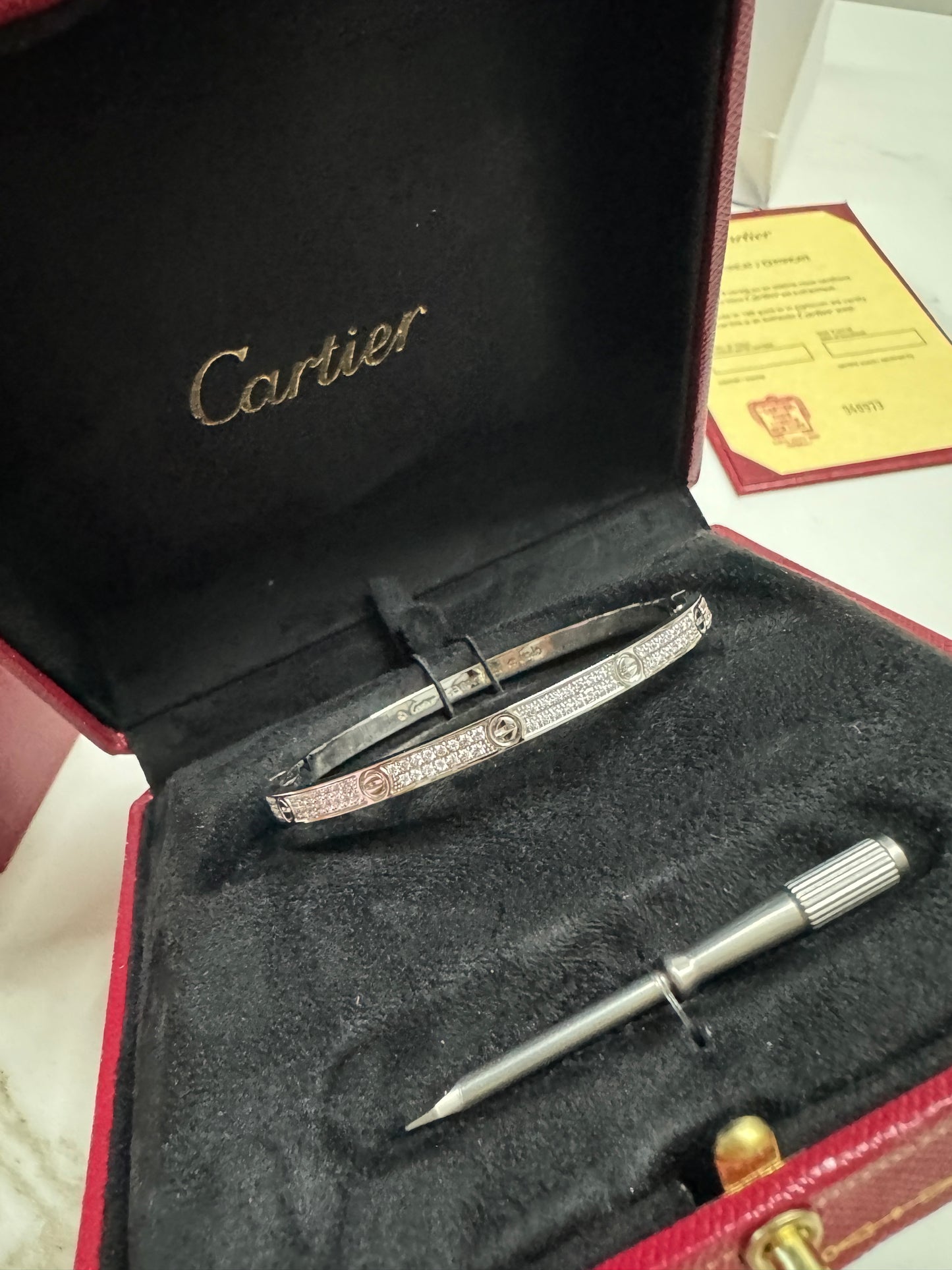 CARTIER Love Bracelet 窄版 滿天星 鉑金色
