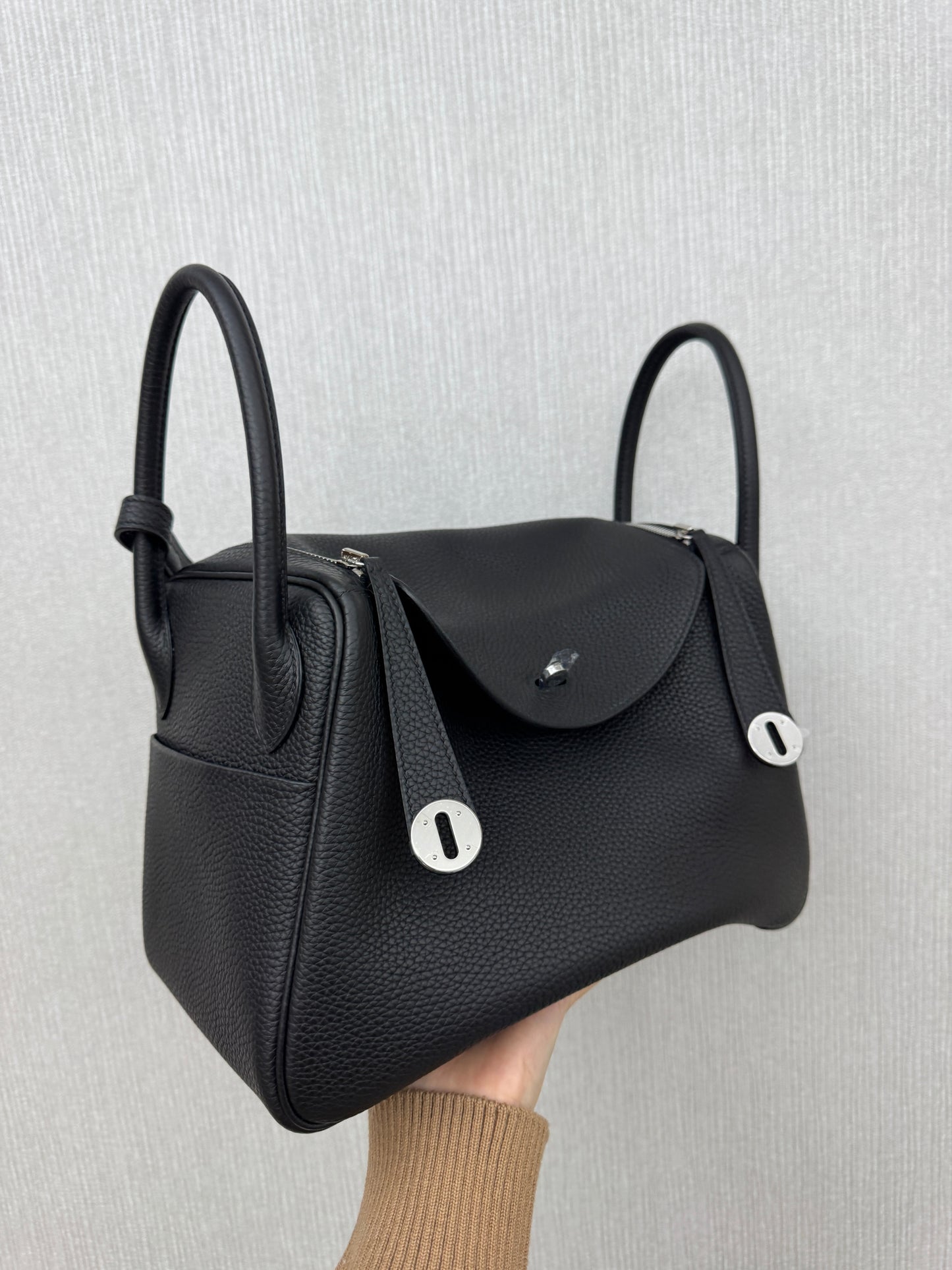 HERMES Lindy30 黑銀 TC Noir PHW