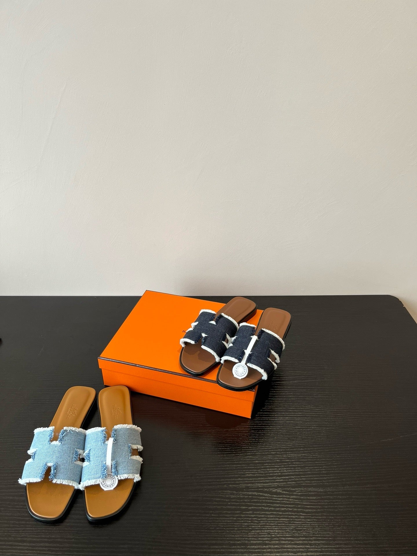HERMES Oran 平底拖鞋 牛仔