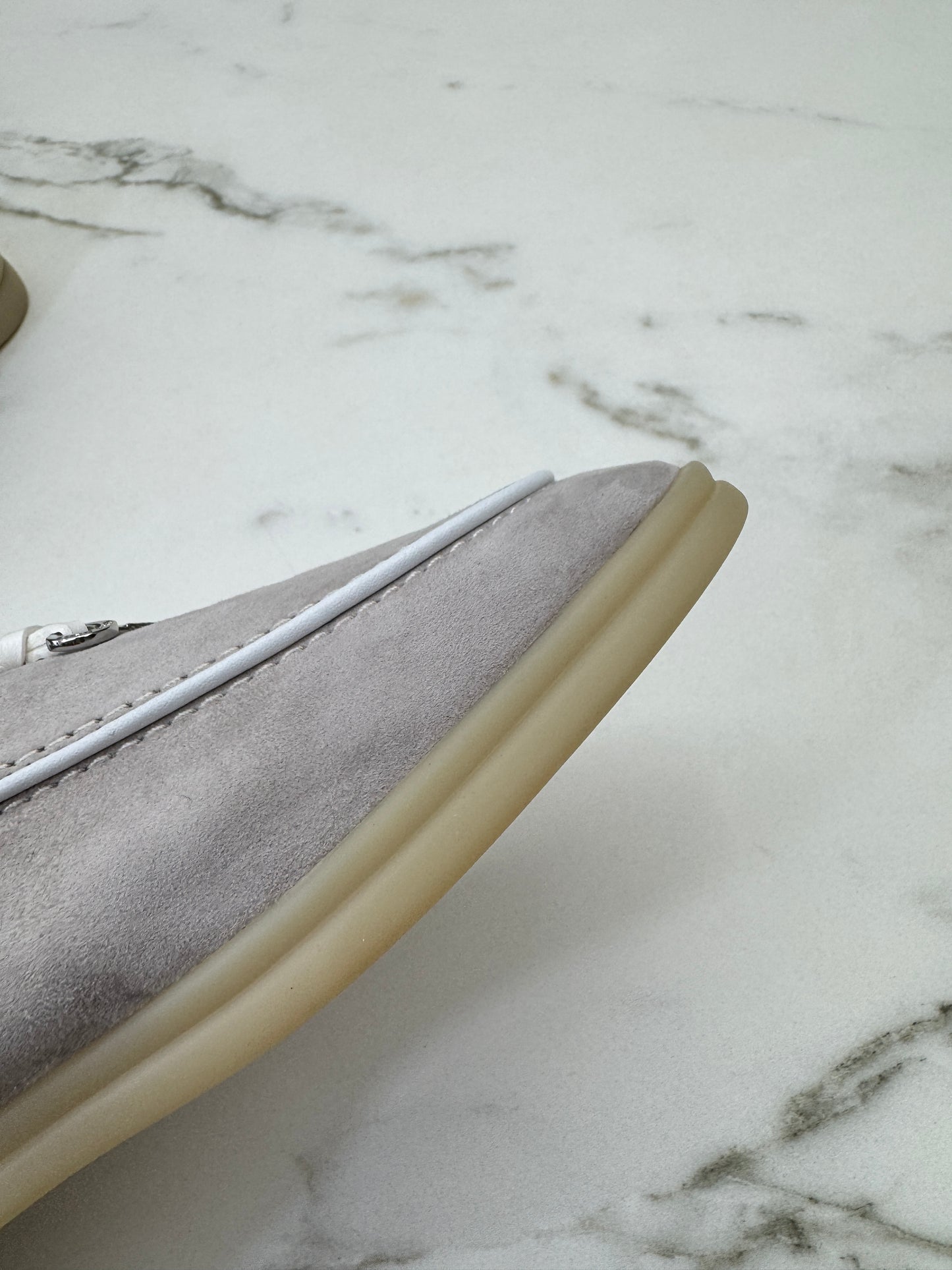 LORO PIANA Summer Walk 珍珠灰滾邊款樂福鞋