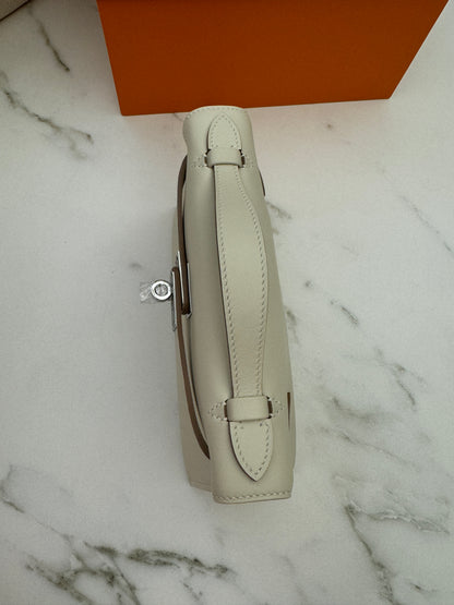 HERMES Mini Kelly I 奶昔白銀扣 Kelly 一代 Kelly Pochette