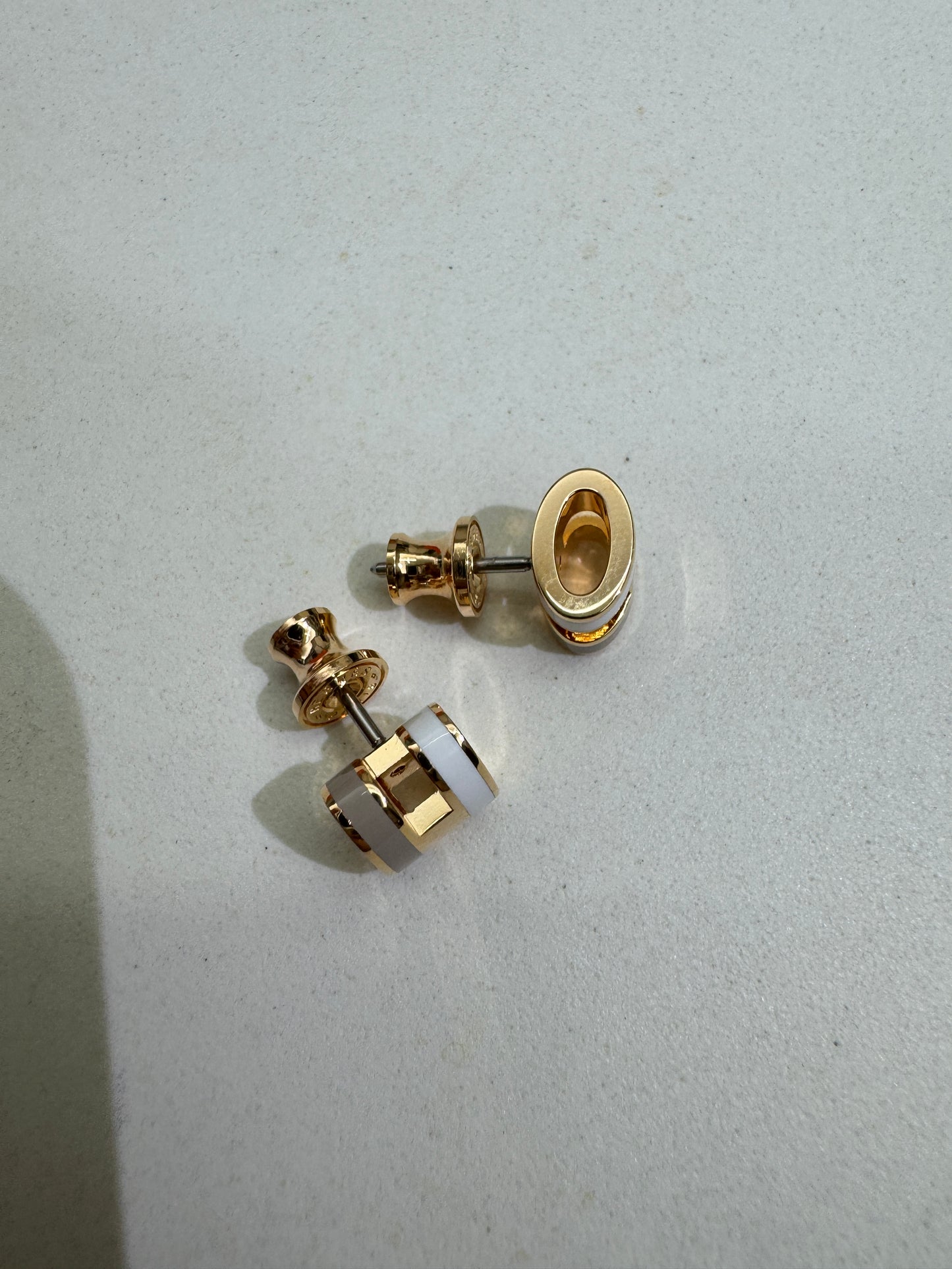 HERMES Mini Pop H 玫瑰金拼色耳環