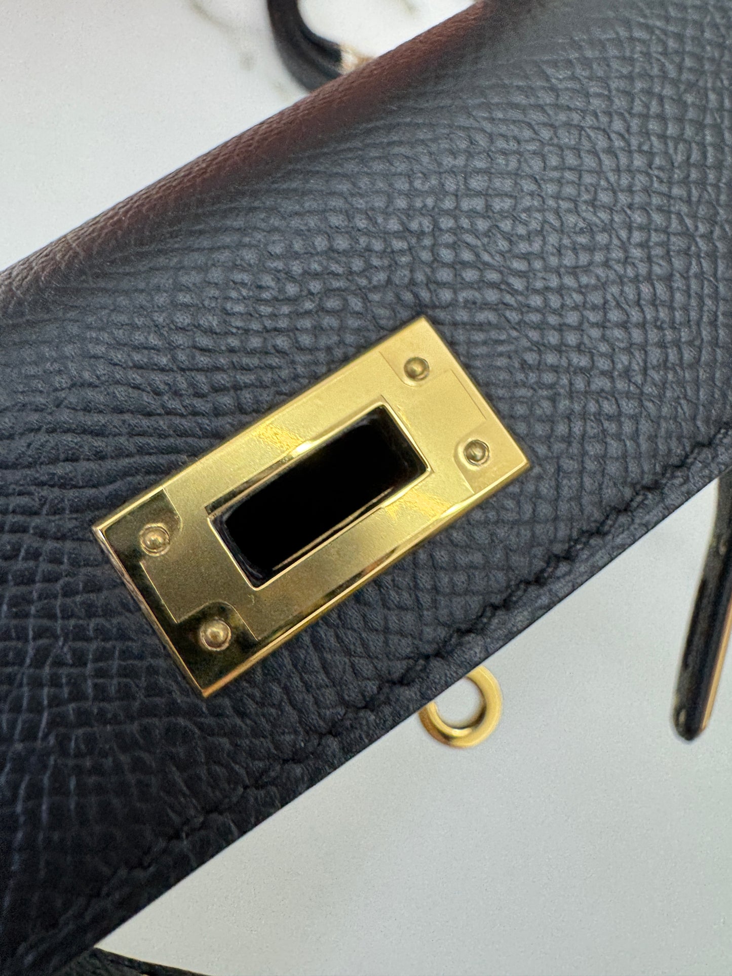 HERMES Mini Kelly II 黑金 Epsom Noir GHW