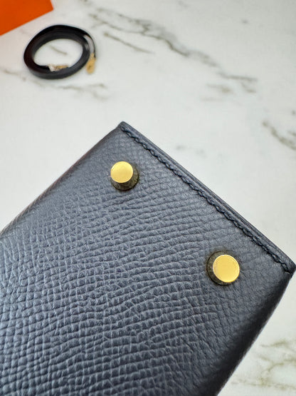 HERMES Mini Kelly II 黑金 Epsom Noir GHW