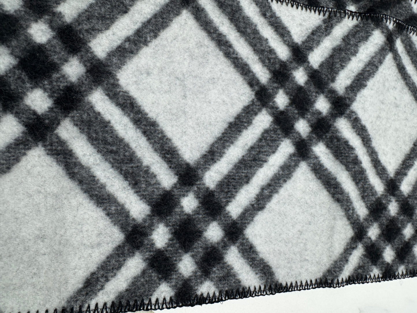 BURBERRY Check Wool Scarf 黑白色