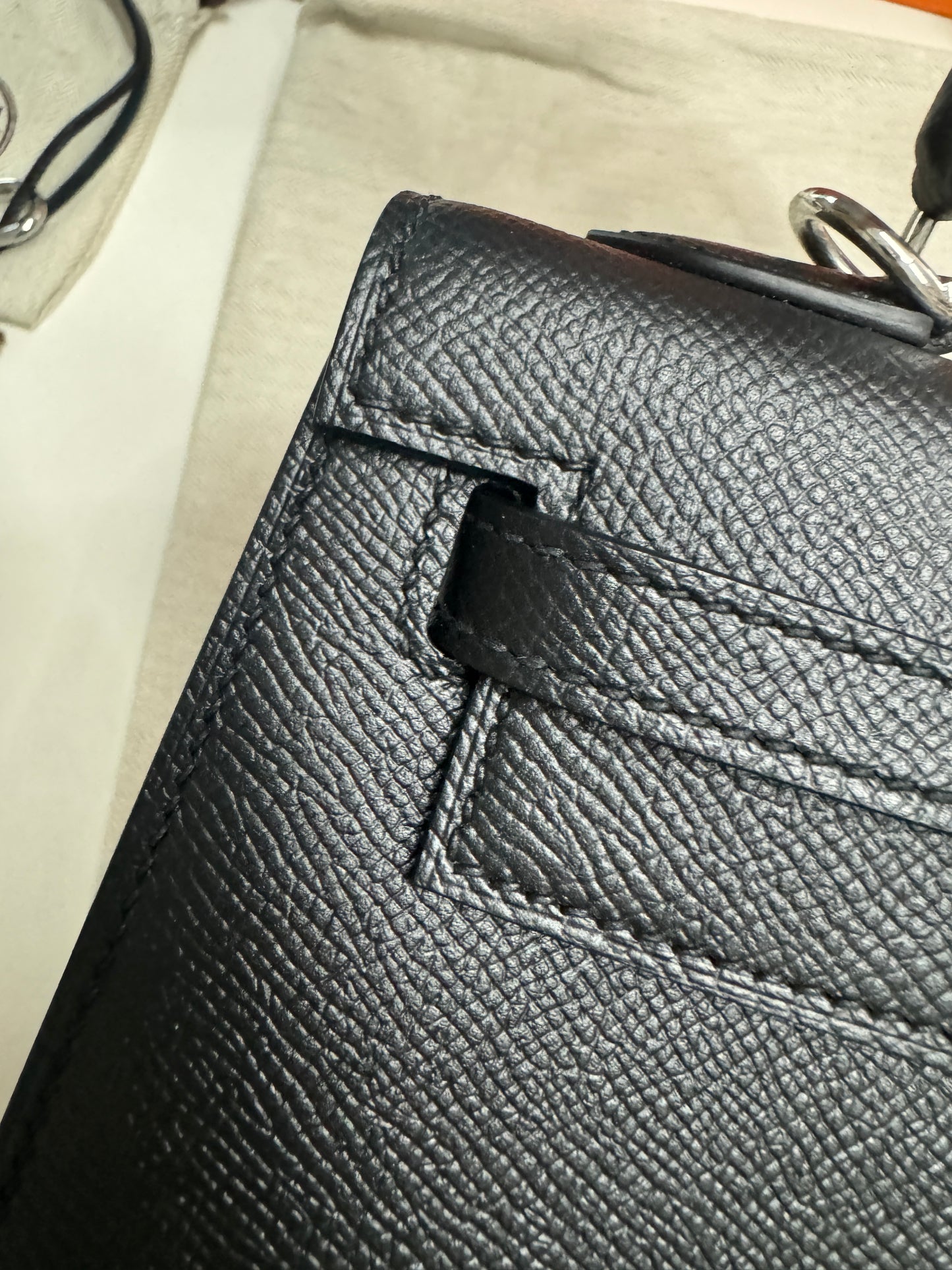 HERMES Kelly 25 黑銀 Epsom Noir