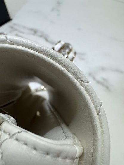 CHANEL 23A水鑽手柄 Mini CF Handle 白色