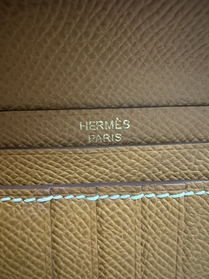 HERMES Bearn Compact Wallet 金棕色 金扣 Gold