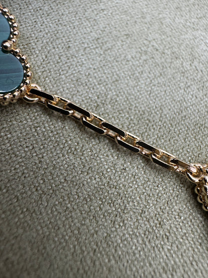 VCA 五花孔雀石 Vintage Alhambra 5 Motifs Bracelet Malachite
