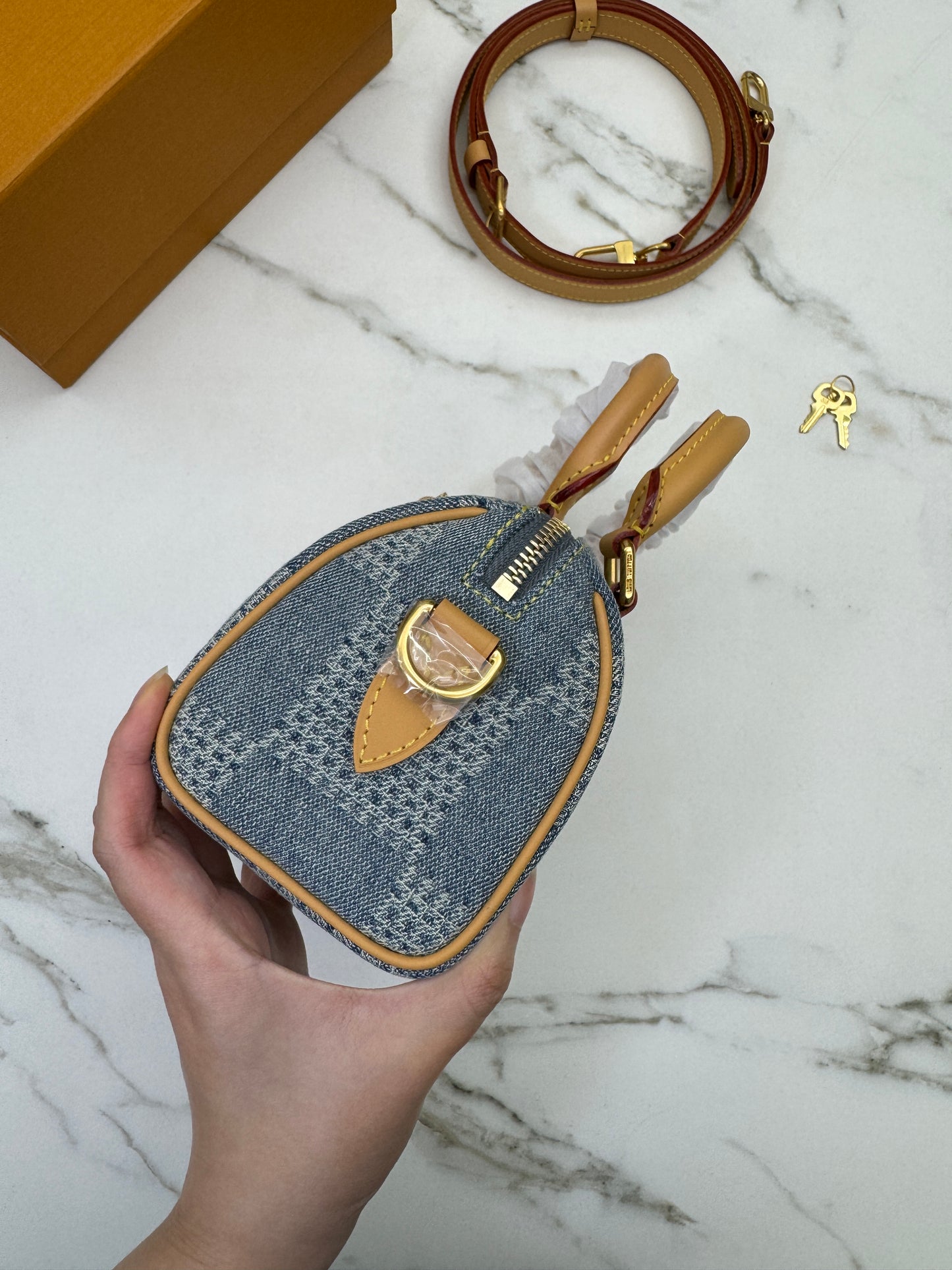 LV Nano Speedy 棋盤格牛仔