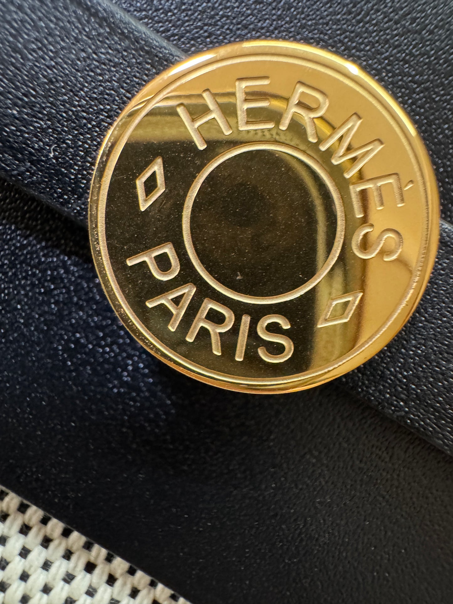 HERMES Mini Herbag 熊貓色 金扣 H Viking 帆布