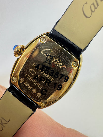 CARTIER Baignoire 亮面皺褶牛皮錶帶