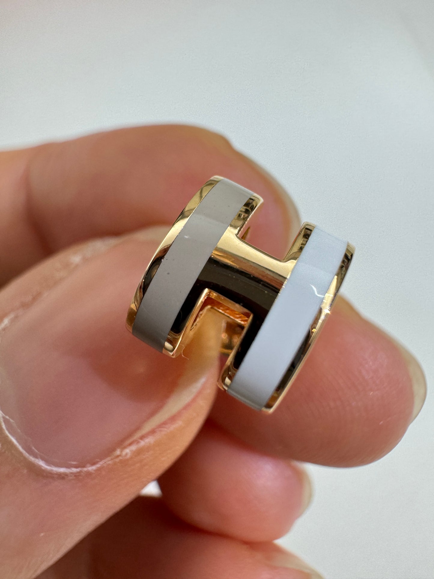 HERMES Mini Pop H 玫瑰金拼色耳環