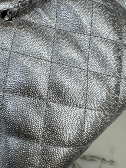 CHANEL Mini 25 Bag 銀色荔枝皮銀扣 Silver Caviar Calfskin PHW