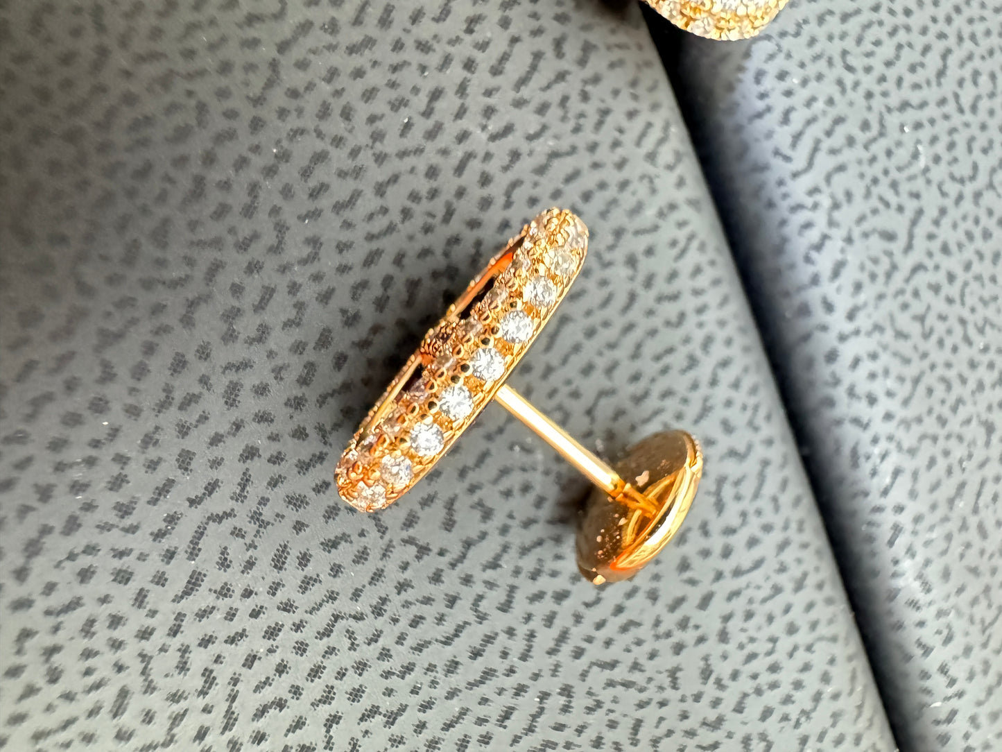 HERMES 豬鼻滿鑽玫瑰金耳環