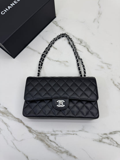 CHANEL CF25 Medium 黑銀牛