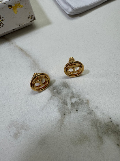 DIOR CD圓形鏤空耳環