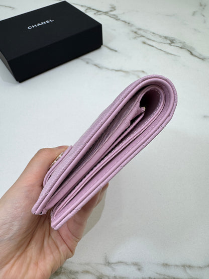 CHANEL Passport Holder 粉紅色淺金扣
