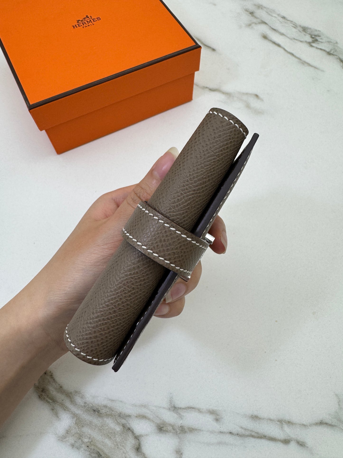HERMES Bearn Wallet 三摺錢包 大象灰銀扣