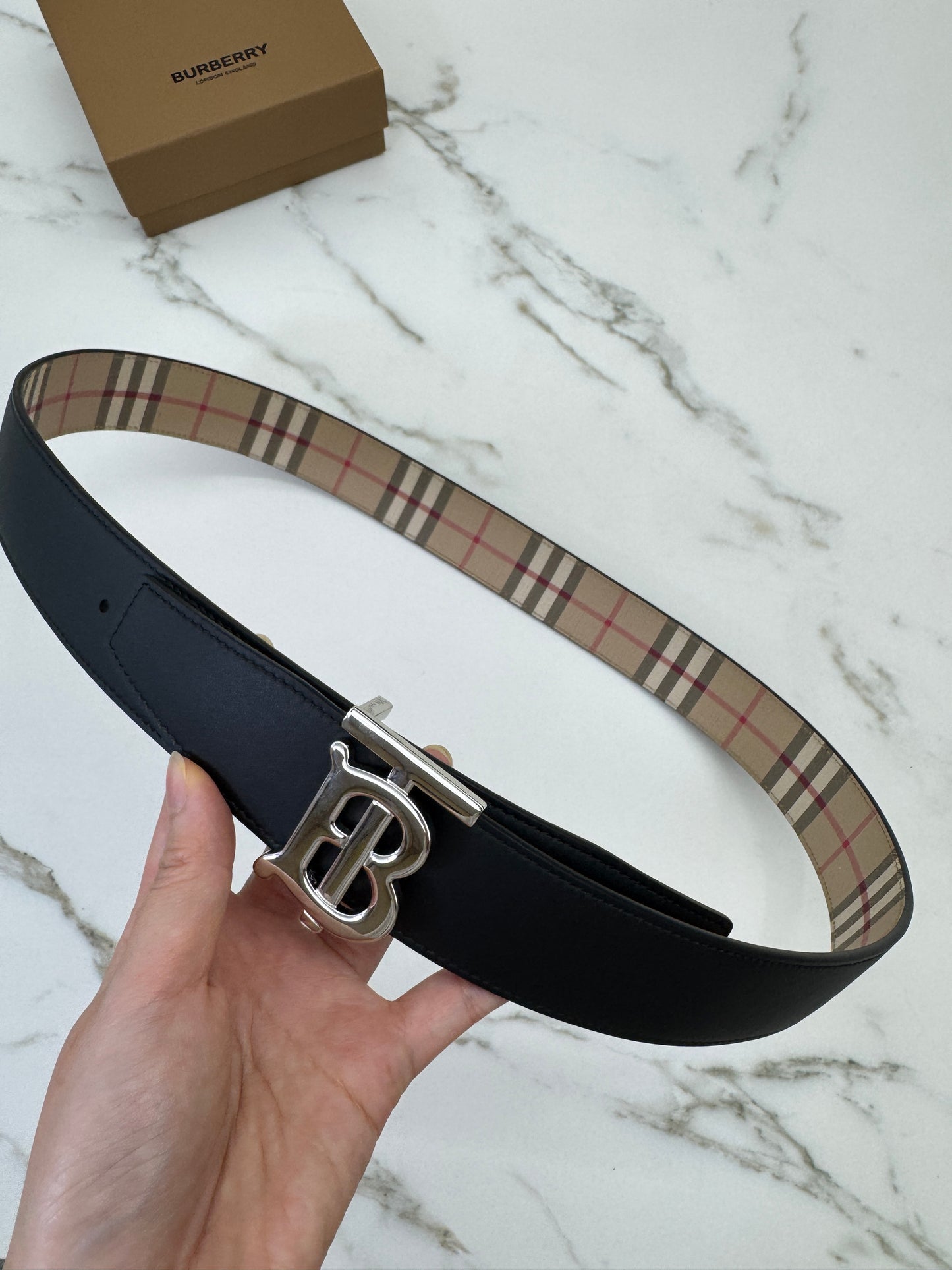 BURBERRY 雙面皮帶35MM
