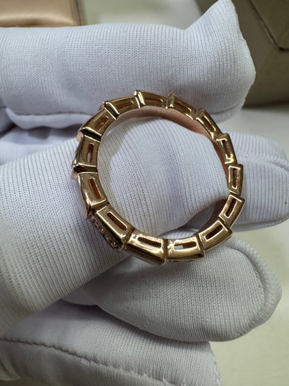 BVLGARI Serpenti 18K玫瑰金 貝母 鑽石戒指【真金真鑽】