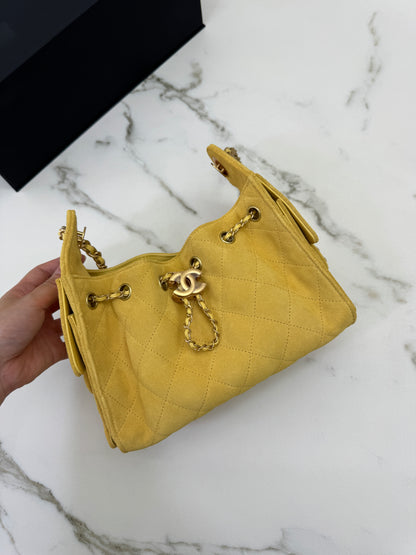 CHANEL Mini 25Bag 麂皮黃色