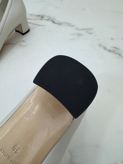 JIMMY CHOO 方頭珍珠拼鑽蝴蝶結 米白