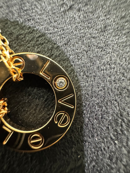CARTIER Love 小圓餅雙層項鏈 玫瑰金色