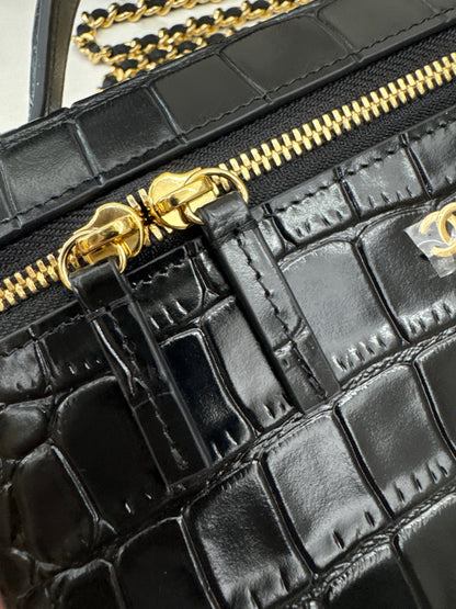 CHANEL 26A 鱷魚壓紋LP盒子 黑色￼