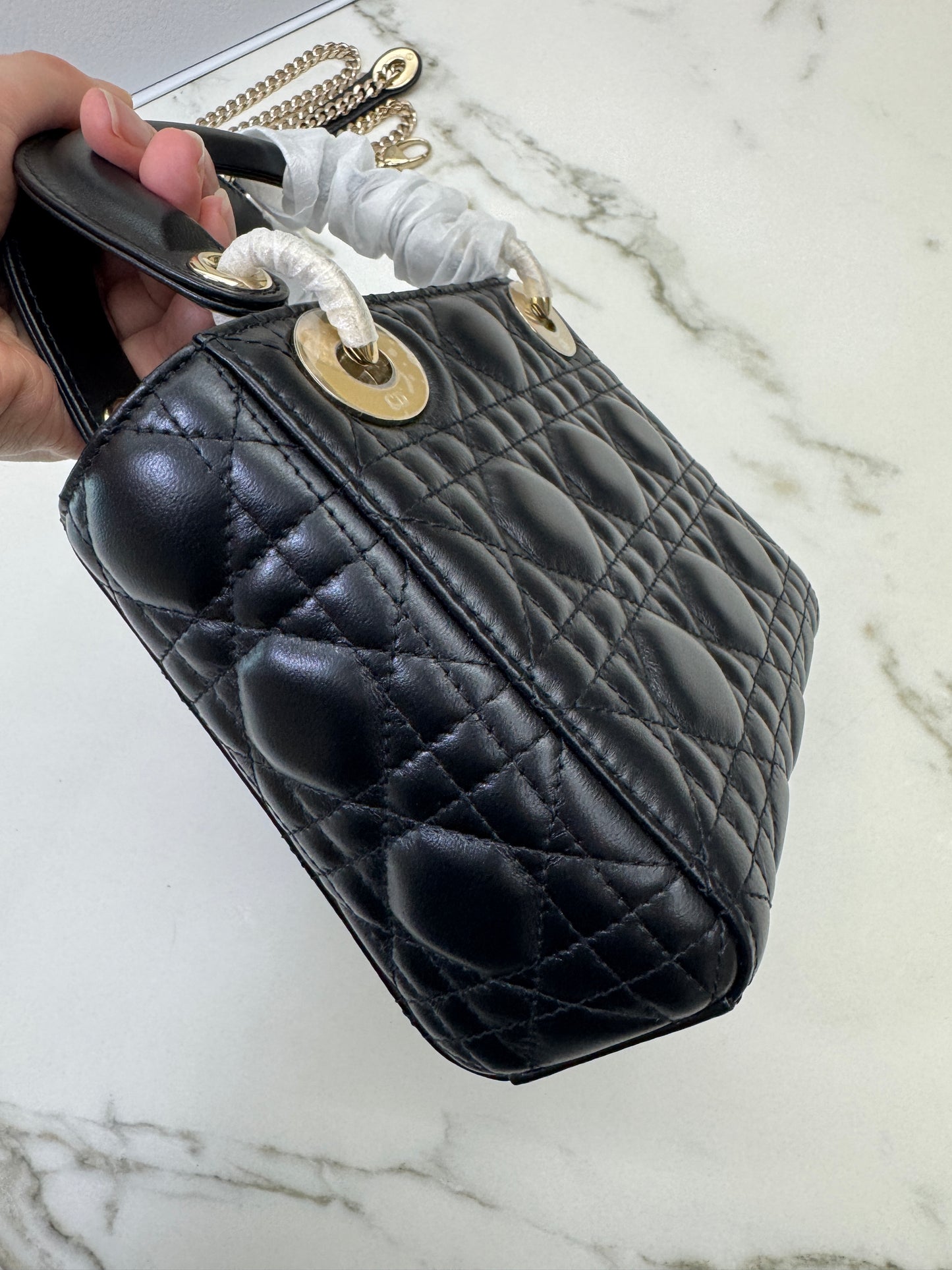 DIOR Mini Lady Dior 黑色羊皮