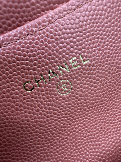 CHANEL CF Cardholder 珊瑚粉 牛皮