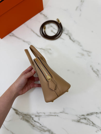 HERMES Mini Bolide 奶茶色金扣 Evercolor Chai GHW