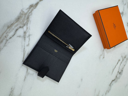 HERMES Bearn Compact Wallet 黑金 Epsom