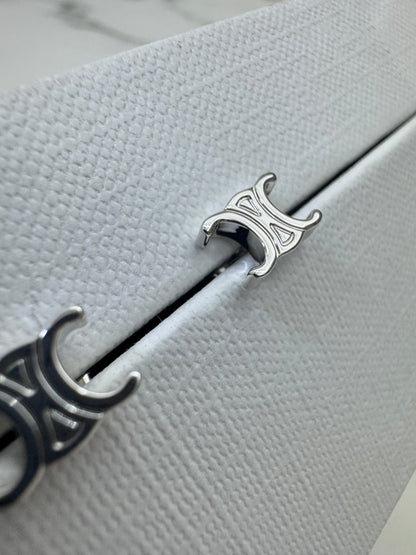 CELINE 銀色凱旋門耳釘