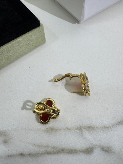 VCA Vintage Alhambra Earrings 紅玉髓