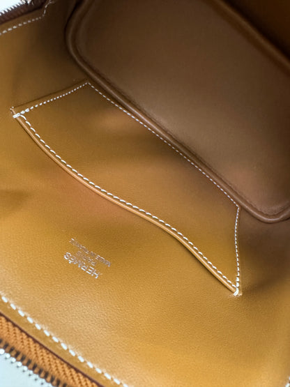 HERMES Mini Bolide 金棕色山羊皮 銀扣 Cherve Gold PHW