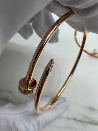 CARTIER Juste un Clou 窄版釘子手鐲 玫瑰金帶鑽
