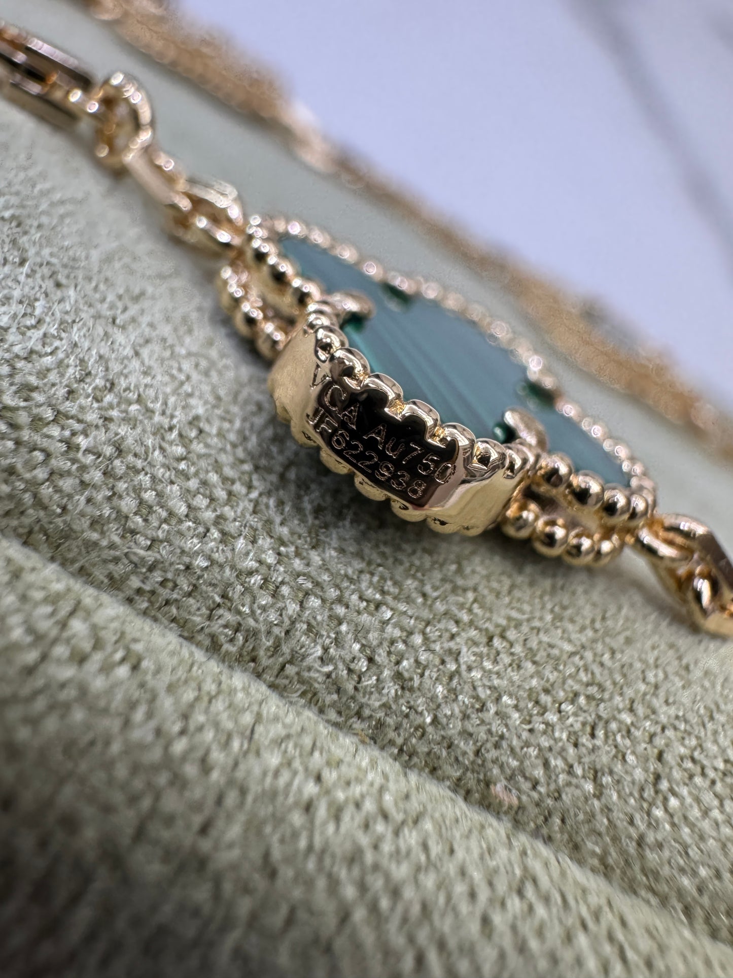 VCA 五花孔雀石 Vintage Alhambra 5 Motifs Bracelet Malachite