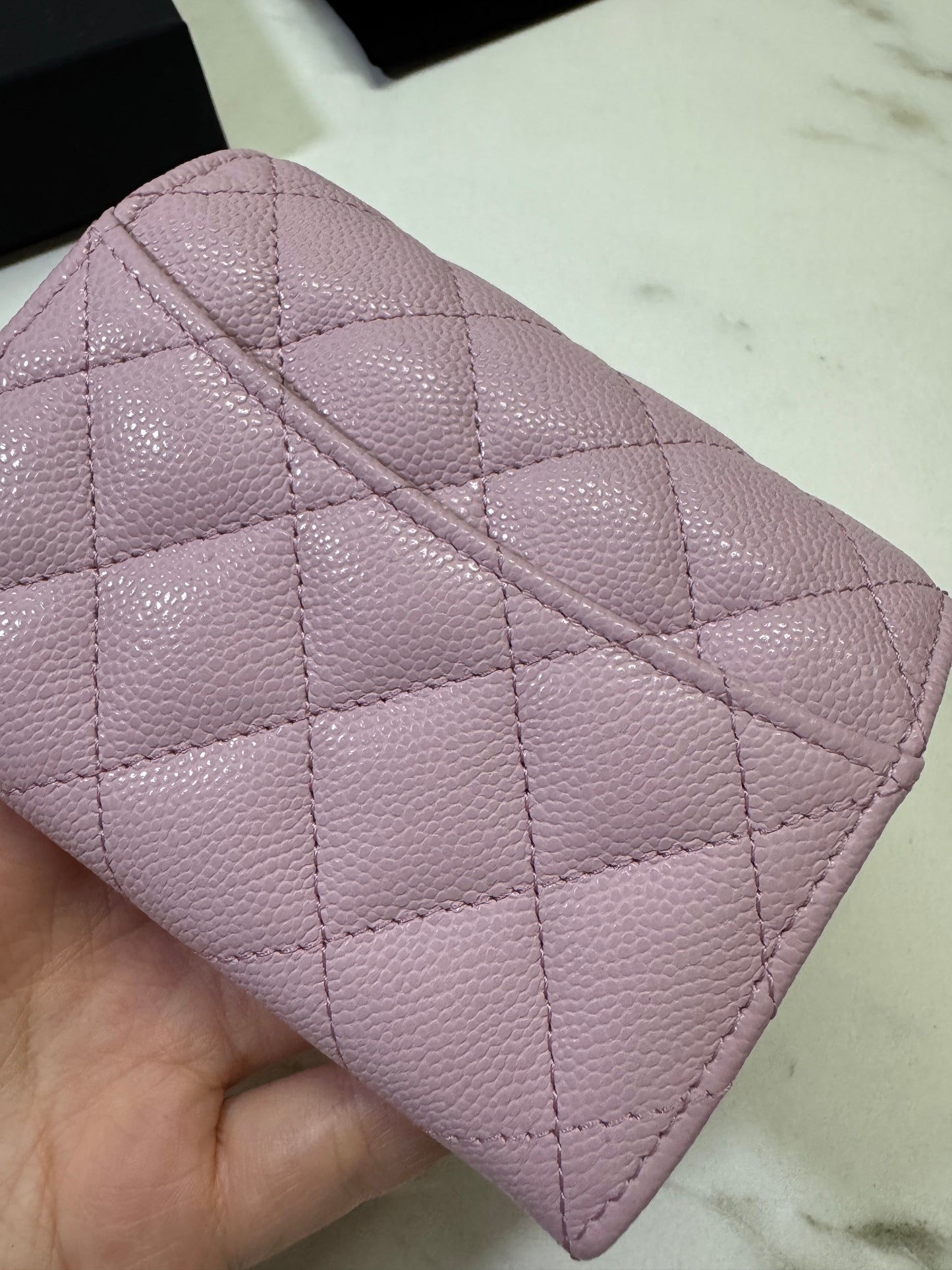 CHANEL 24A粉紫 新版拉鏈 CF Cardholder