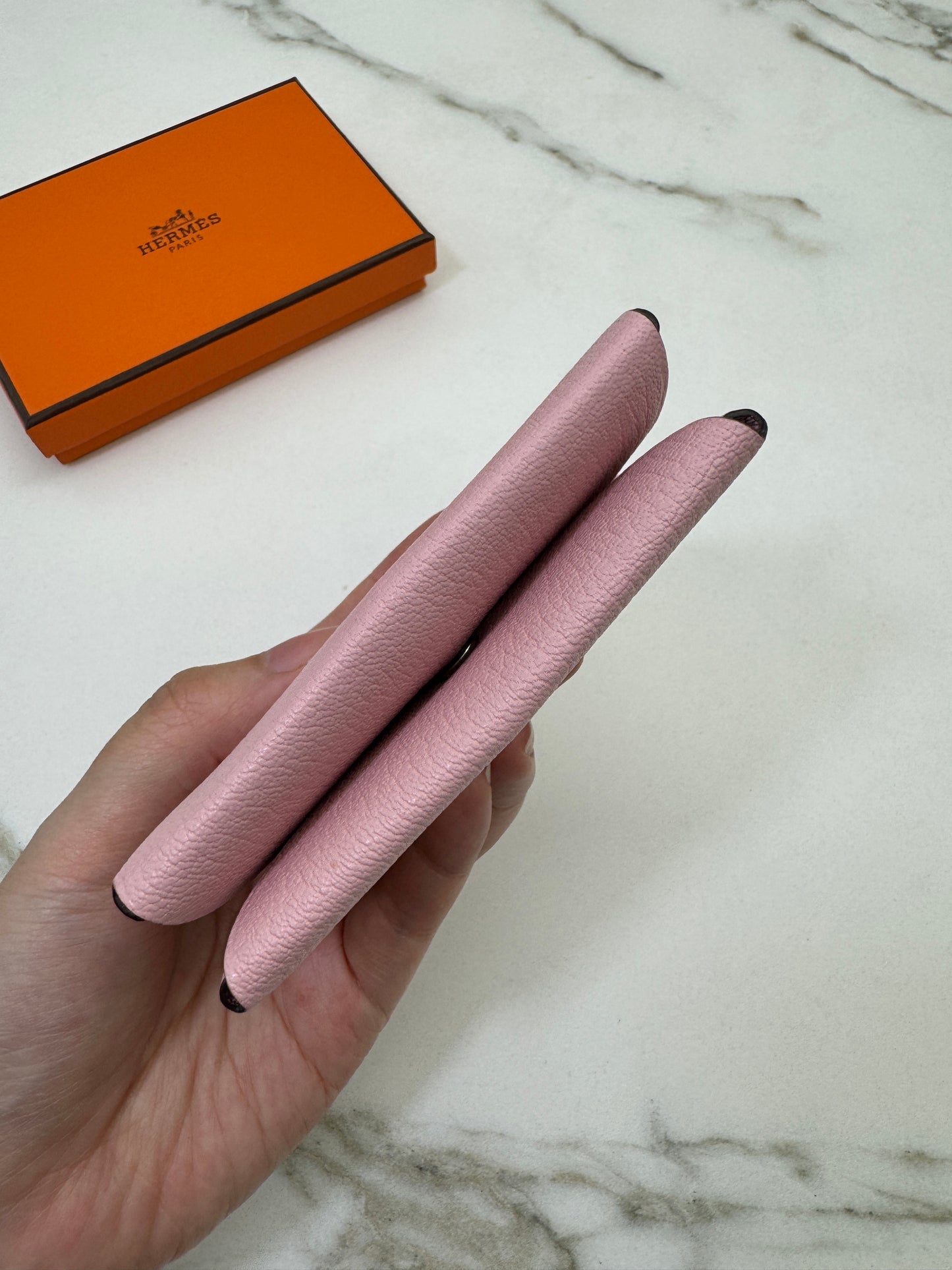 HERMES Calvi Duo 櫻花粉山羊皮 Rose Sakura