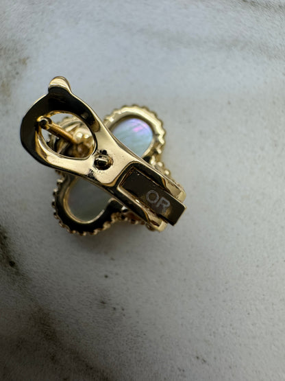 VCA Vintage Alhambra Earrings 白貝母金色
