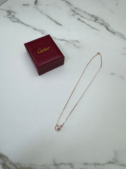 CARTIER Love 雙環粉藍寶玫瑰金項鏈