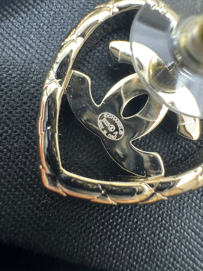 CHANEL 25A 愛心鏤空耳環