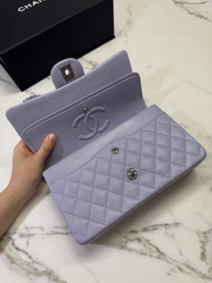 CHANEL CF25 Medium 21K香芋紫銀扣 牛皮 caviar