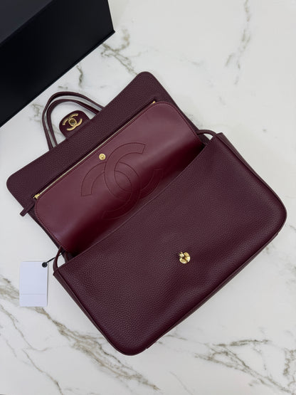 CHANEL 26S Maxi Flap Bag Small 酒紅色金扣 Burgundy GHW